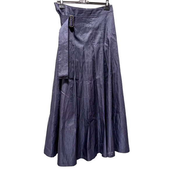 Sarah Pacini NWT Winning Blue Linen Blend Maxi Skirt - Size 3 - Picture 5 of 11